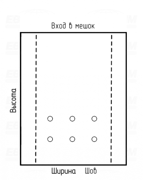 Мешок ПВД 40мкм 580x650мм фальцы 160+160мм пробивные отверстия